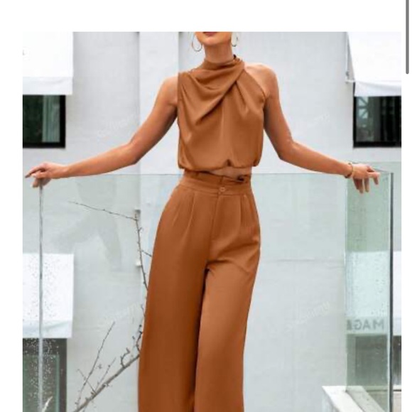 SHEIN Pants - SHEIN Tan Wide Leg Jumpsuit